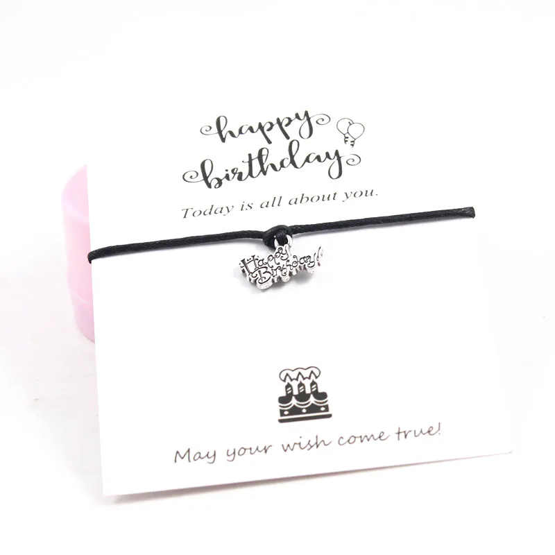 Серебряный счастливый браслет на день рождения День Рождения пожелания