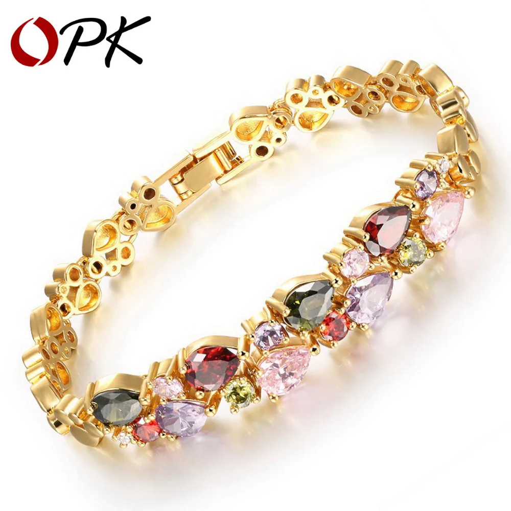 OPK винтажные разноцветные женские браслеты с кубическим цирконием Mona Lisa в