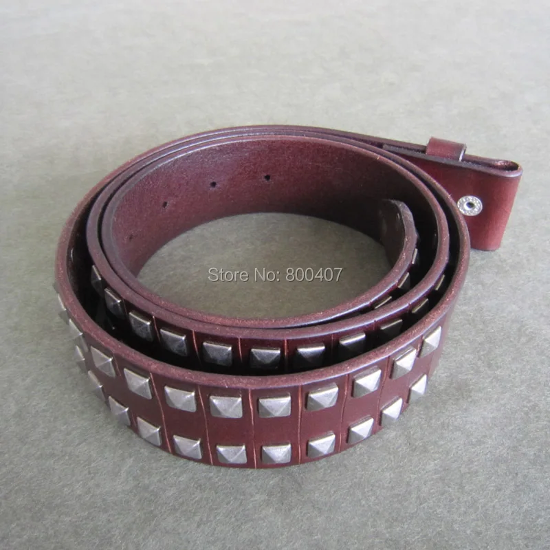 Опт и розница с шипами в стиле панк рок эмо коричневый настоящий кожаный ремень