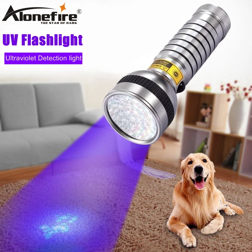 

ALONEFIRE 41 Led UV Light 395 400nm Flashlight ultraviolet Cat Dog pet urine Money Leakage Scorpion Detection Torch AA battery
