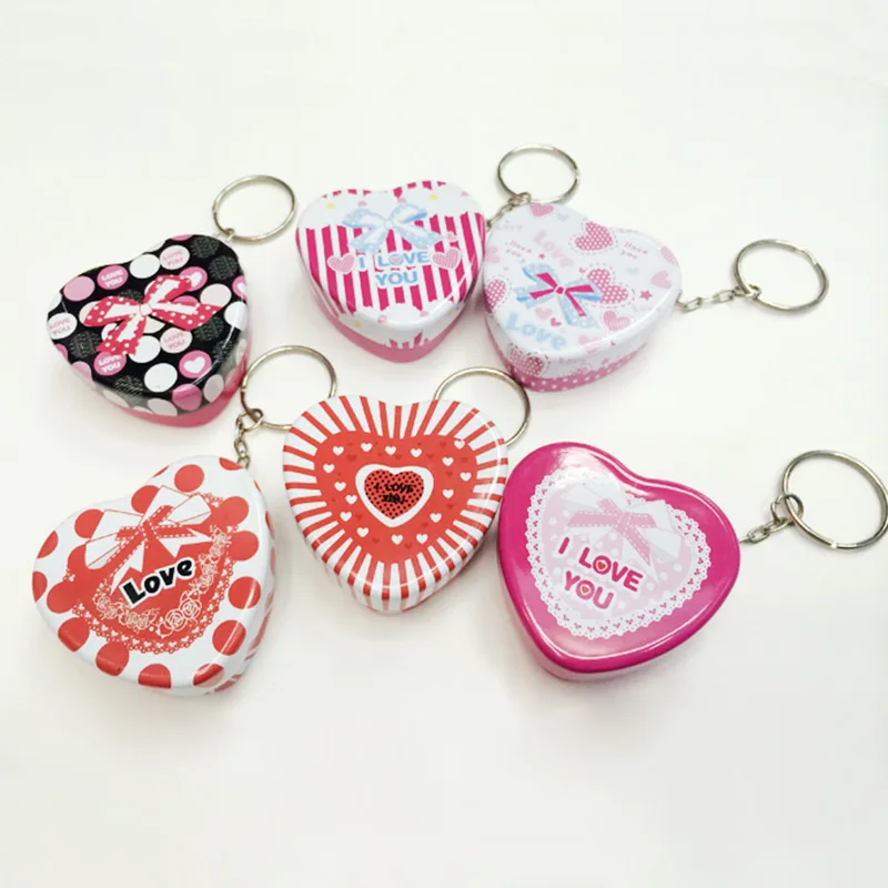 1 шт. портативная мини железная коробка в форме сердца с кольцом для ключей xylitol