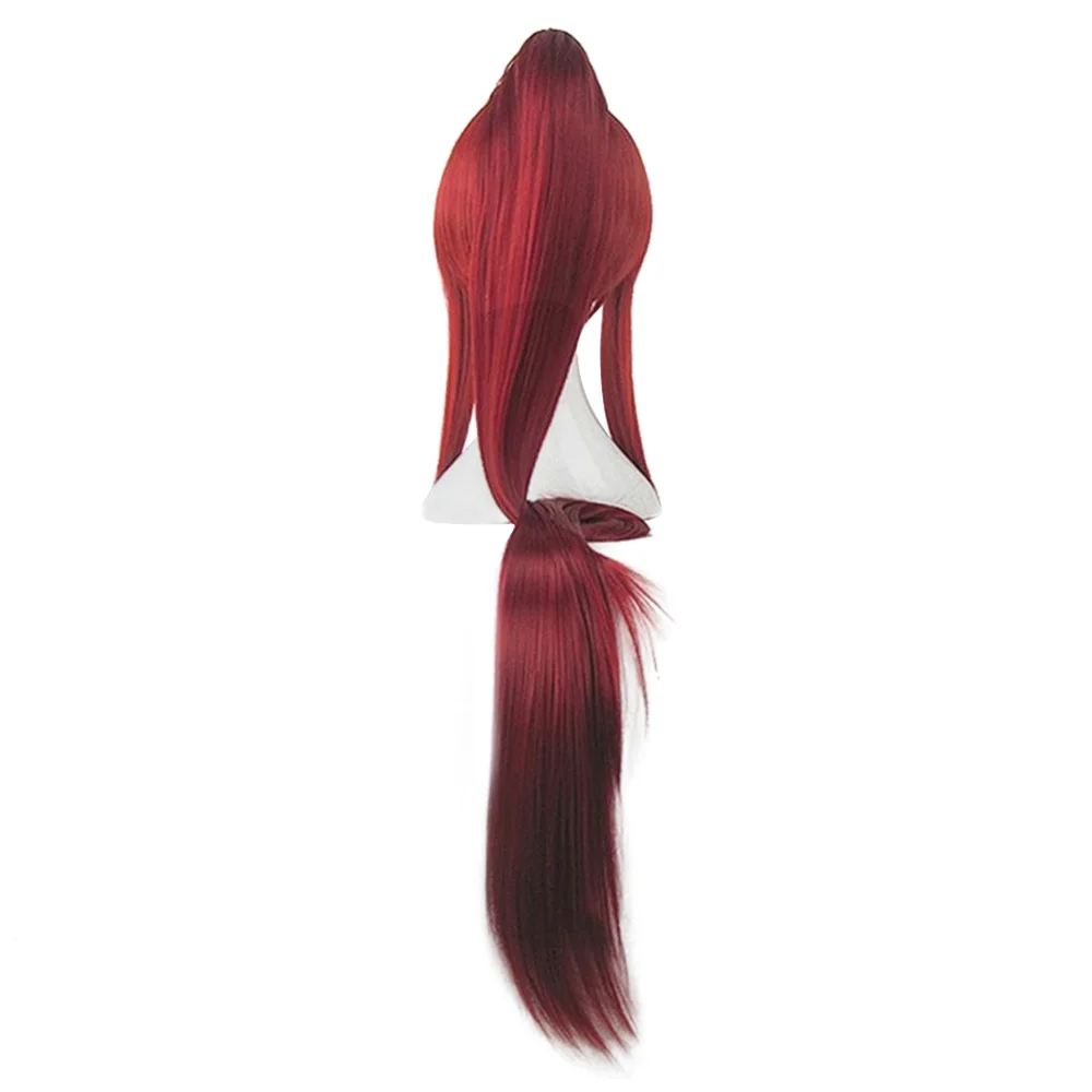 Сказочный хвост Erza Scarlet 100 см длинный темно красный косплей парик + 1 конский парик|
