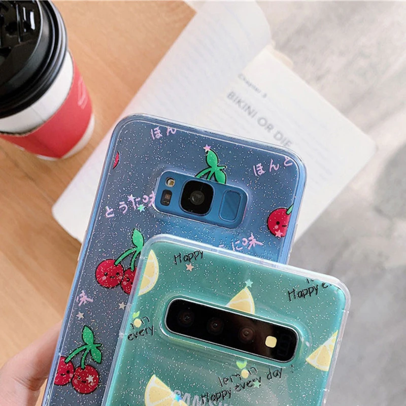 YHBBCASES модные блестящие прозрачные мягкие чехлы для samsung Galaxy S8 S9 S10 Plus летние