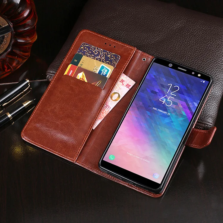 Для Samsung Galaxy A6 Plus 2018 Флип кожаный чехол для кошелек телефона защитный