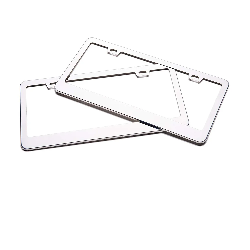 Stainless Steel Car License Plate Frame Cover with Screw Caps 2PCS (2-Hole Black/sliver) | Автомобили и мотоциклы