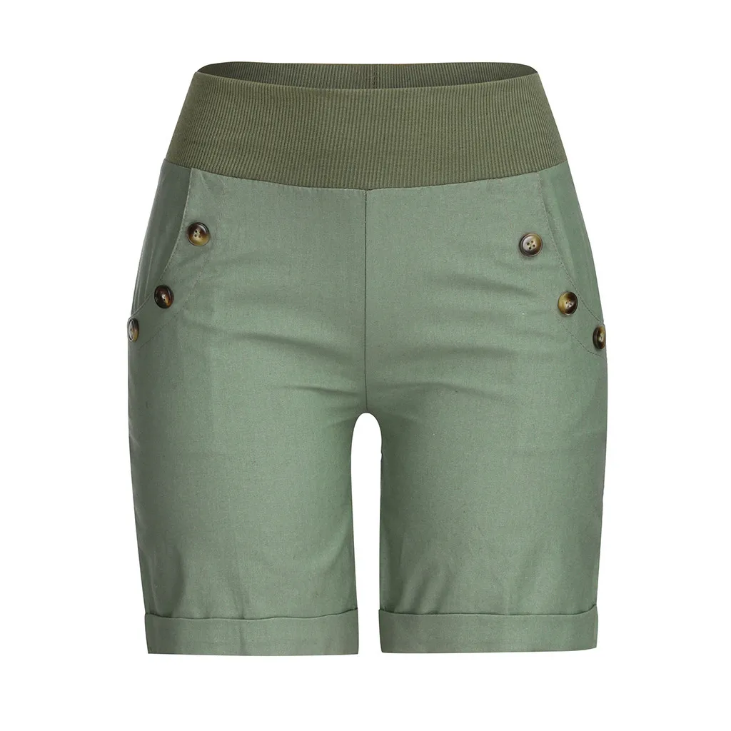 2020 New Fashion Women Sexy Shorts Lady Summer Casual High Waist Short Pants Beach Button Pocket Wide Leg Trousers #4.8 | Женская одежда