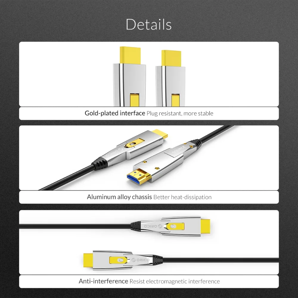 ORICO Micro HDMI/HDMI к (папа папа) волоконно оптическое видео 3 в 1 деформируемый Кабель