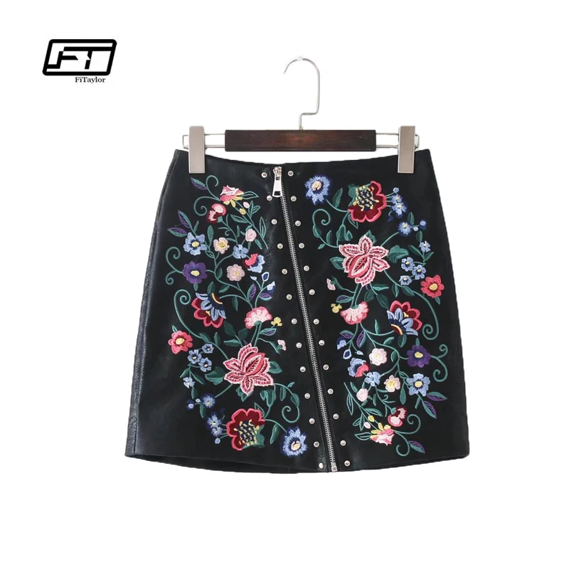 Fitaylor осень зима Женская юбка из искусственной кожи модная сексуальная тонкая