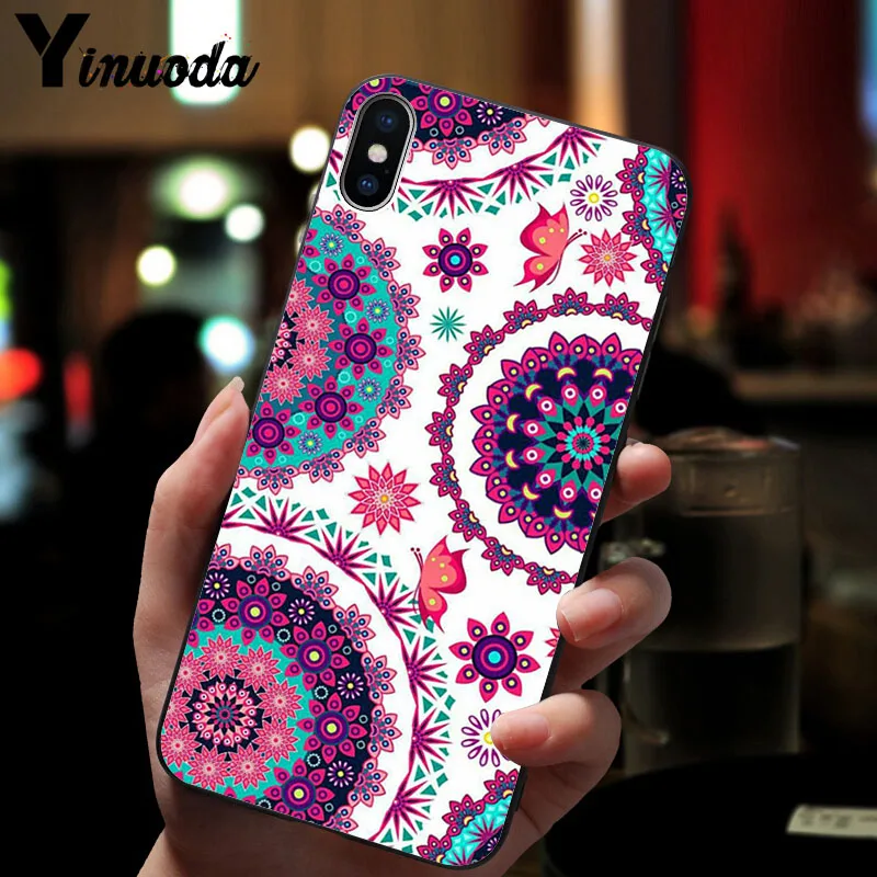 11pro MAX синий Тотем Мандала Цветок умный чехол черный мягкий для телефона iPhone 5 5Sx 6 7