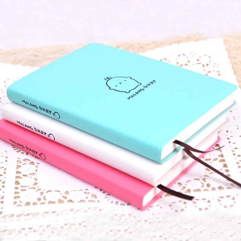 кожаный блокнот Molang заяц милый vintage кожа творческий ежедневник блокноты с белыми