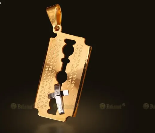 Bahamut лезвие бритвы крест подвеска ожерелье Титановая Сталь в подарочном пакете