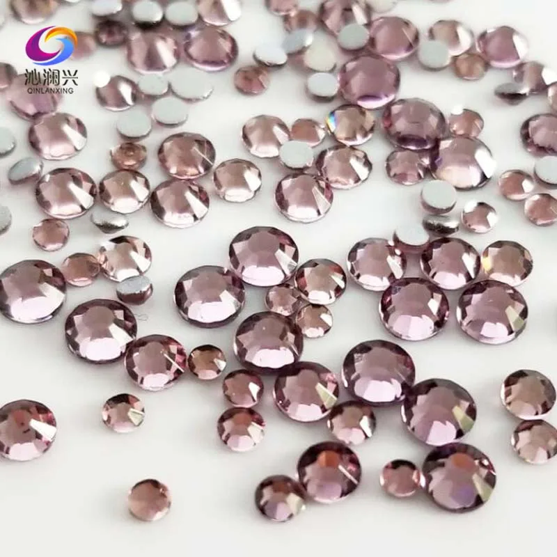 

300pcs Mix SS4-SS16 Size light purple Non HotFix flatback glass crystal 3D Nail Art Rhinestone diy Decorations Free shipping