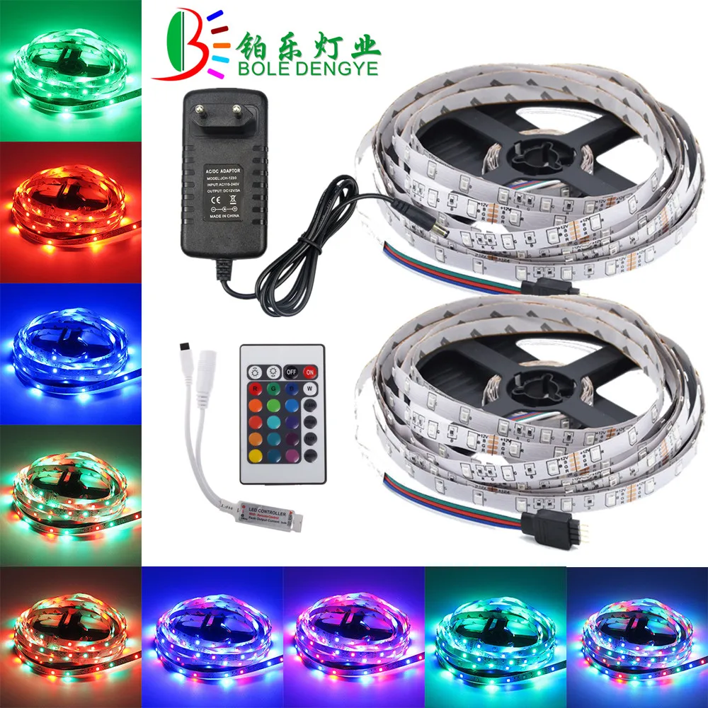 5 м 10 м RGB Светодиодные ленты 12V 60 Светодиодный s/м SMD 2835 Водонепроницаемый Гибкая ленточная Красочные Веревка светильник струнные лампы+ светодиодный контроллер+ Мощность