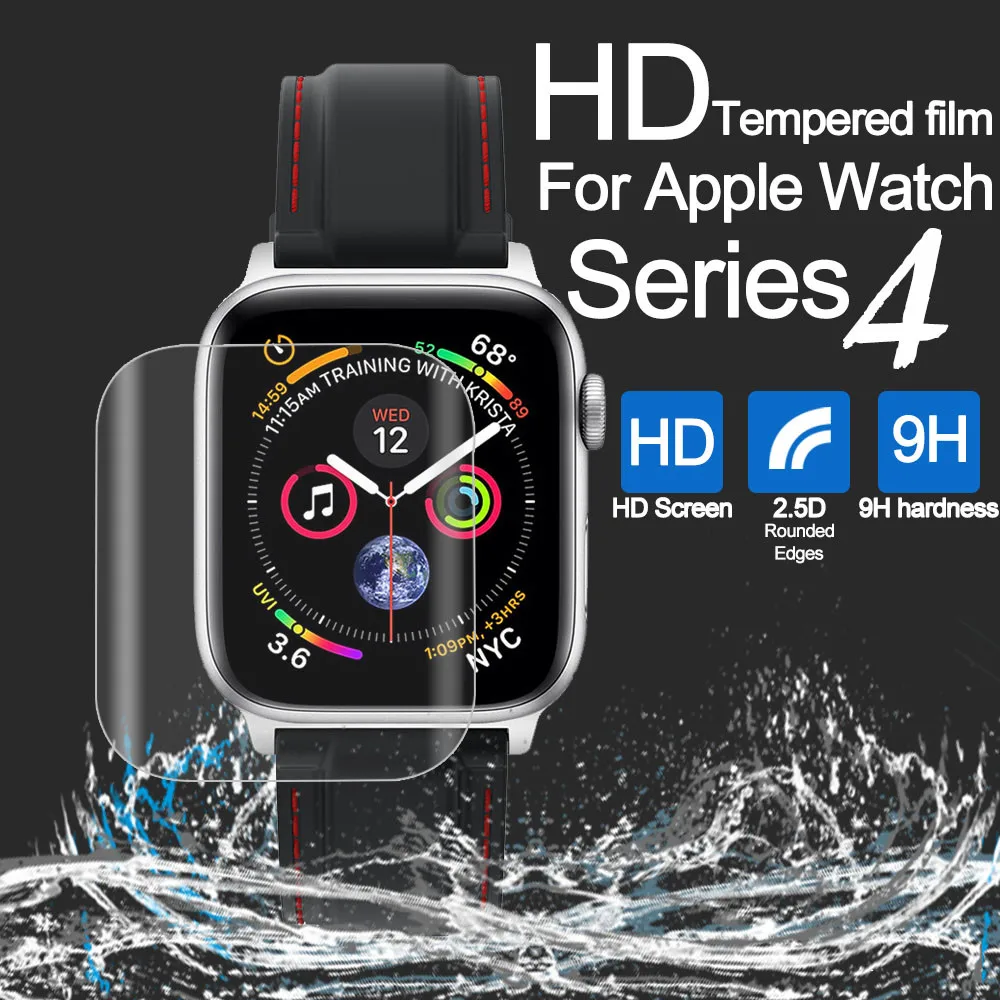 

for Apple Watch Series 4 Screen Protector Film 40 44mm Full Screen Coverage Anti-Fingerprint HD Tempered Glass Film Transparent