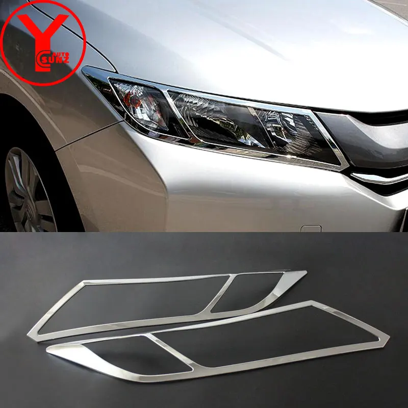 Крышки передних фар ABS для Honda CITY 2014 2015 2016 хромированные Автомобильные фары