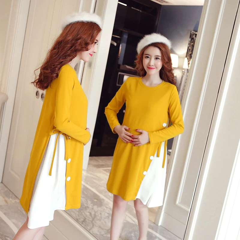 Модное зимнее платье для беременных нестандартное лоскутное | Мать и ребенок