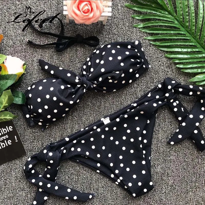 Lefeel 2018 Sexy Bikinis Solid Print Swimwear Brazilian Thong Swimsuit Bikini Set Hot Sale Bathing Suit Low Waist Biquini |