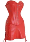 Соблазнительный корсет из искусственной кожи + юбка, костюм из искусственной кожи для девушек, нижнее белье, Клубная одежда, большие размеры, S-6XL