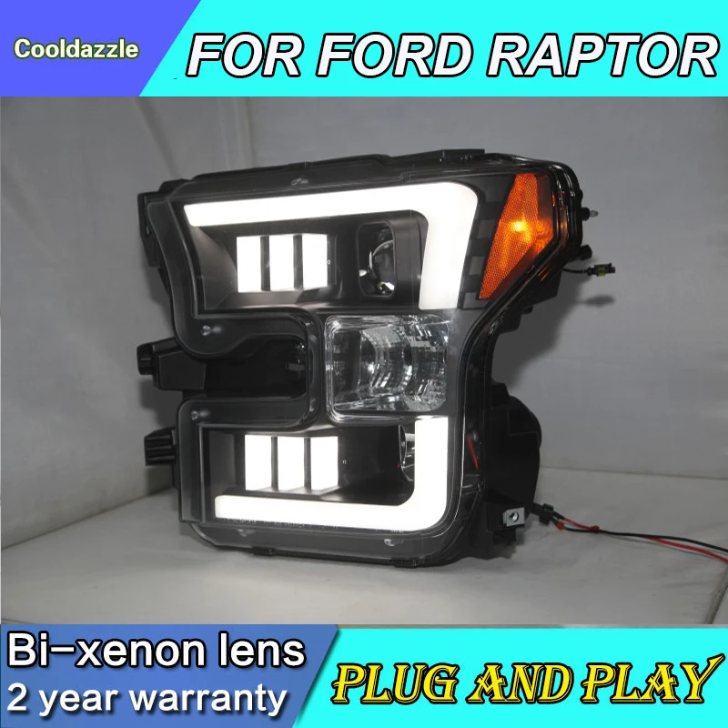 Для FORD для Raptor 2015 2016 2017 головной светильник фара черный Цвет Передний фонарь с