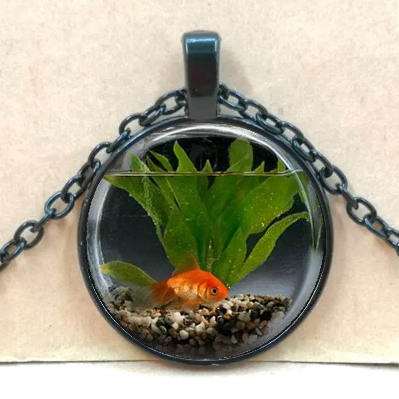 2020 модное очаровательное круглое ожерелье с кулоном в виде золотой рыбки для