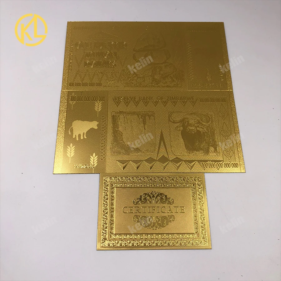 200 шт. банкноты в долларах Зимбабве покрытые золотом 999 9 к поддельные деньги для