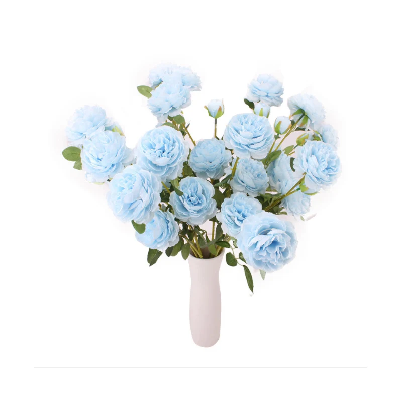 1PCS 3 Heads Fake Flowers Artificial Silk Bridal Wedding Decoration Wreath Bunch Home Decor Artificial Flowers Peony Real Touch