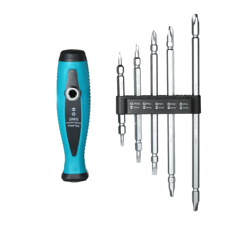 

5PCS Two-Way Slotted Phillips Reversible Screwdriver Set Magnetic Adjustable Double Screw Head Home Repair Tool Kit