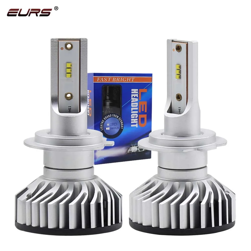 

EURS F2 LED Lampada H4 H7 LED H11 H8 9006 HB4 H1 HB3 Car Headlight Bulbs ZES chips Auto headlamp Fog Lights 6000K Car Styling