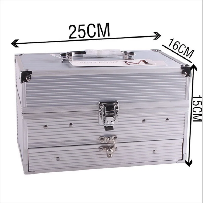 

Miss Rose Makeup Set Professional Cosmetic in Aluminum Box Three-layers with Glitter Eyeshadow Lip Gloss Blush for Makeup Artist