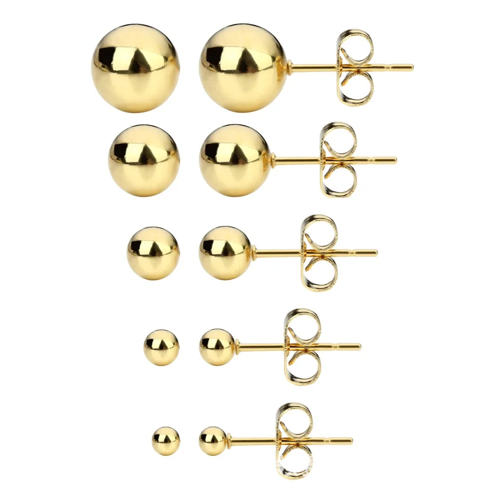 

Round Ball Ear Stud Earrings 3mm 4mm 5mm 6mm 316L Stainless Steel Ear Pin Women Men Fashion Jewelry