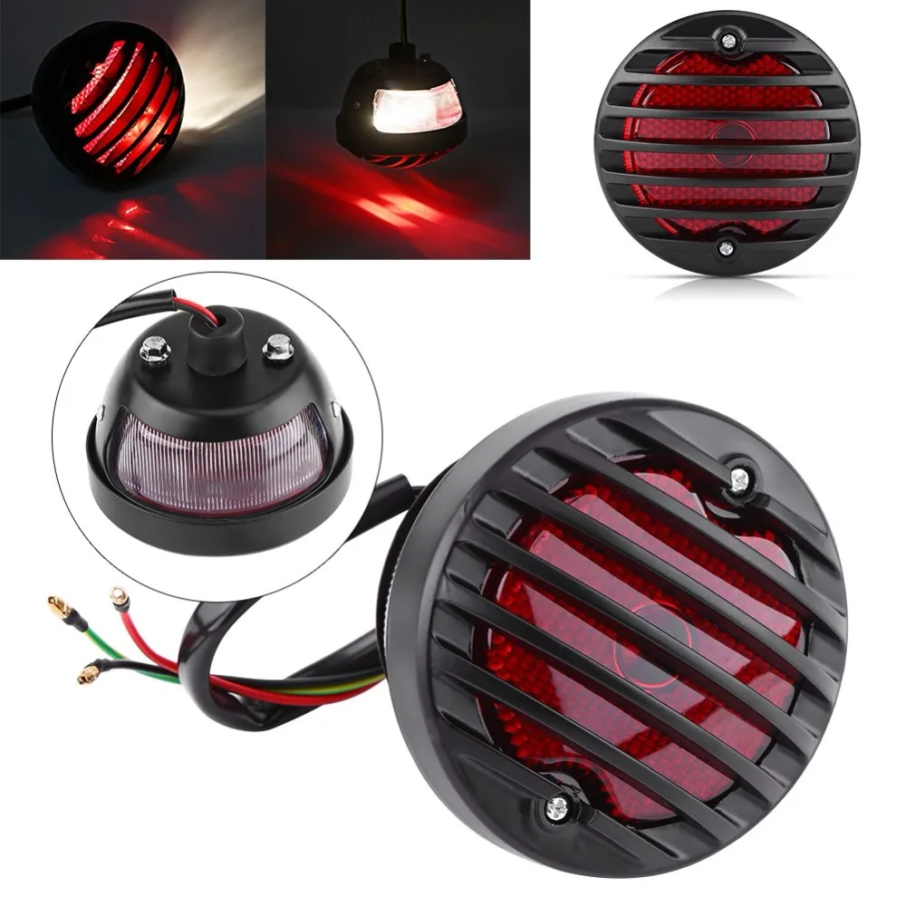 

Black Round Motorcycle Tail Brake Light for Bobber Chopper Scooters ATV scooters motorcycles license plate light Taillight