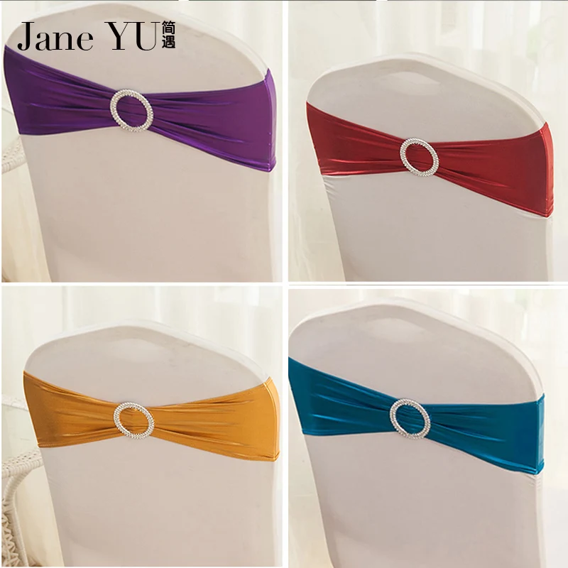 

JaneYU Wholesale 50pcs/lot Spandex Lycra Wedding Chair Cover Sash Bands Wedding Party Birthday Banquet Chair Sashes Decoration