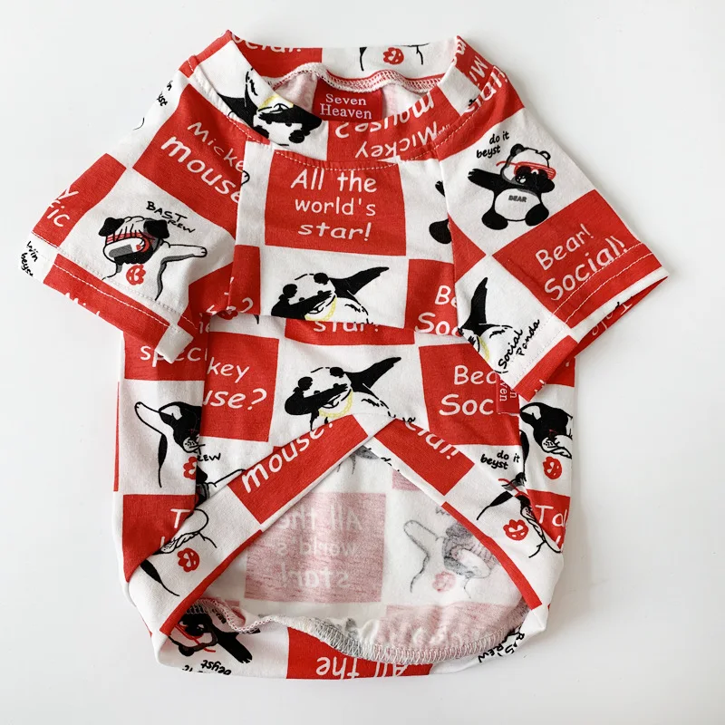 Red Short Sleeve Г. Лидер продаж, жилет для собак модный жилет для домашних животных Семейные комплекты летний хлопковый костюм для маленьких собак - Цвет: Red Short Sleeve