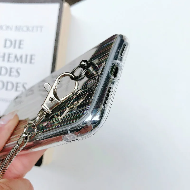 ProElite Мягкий ТПУ силиконовый блестящий чехол для huawei P20 Pro Honor 10 лазерный Радужный чехол с цепочкой для iPhone X 7 8 6 6S Plus 5