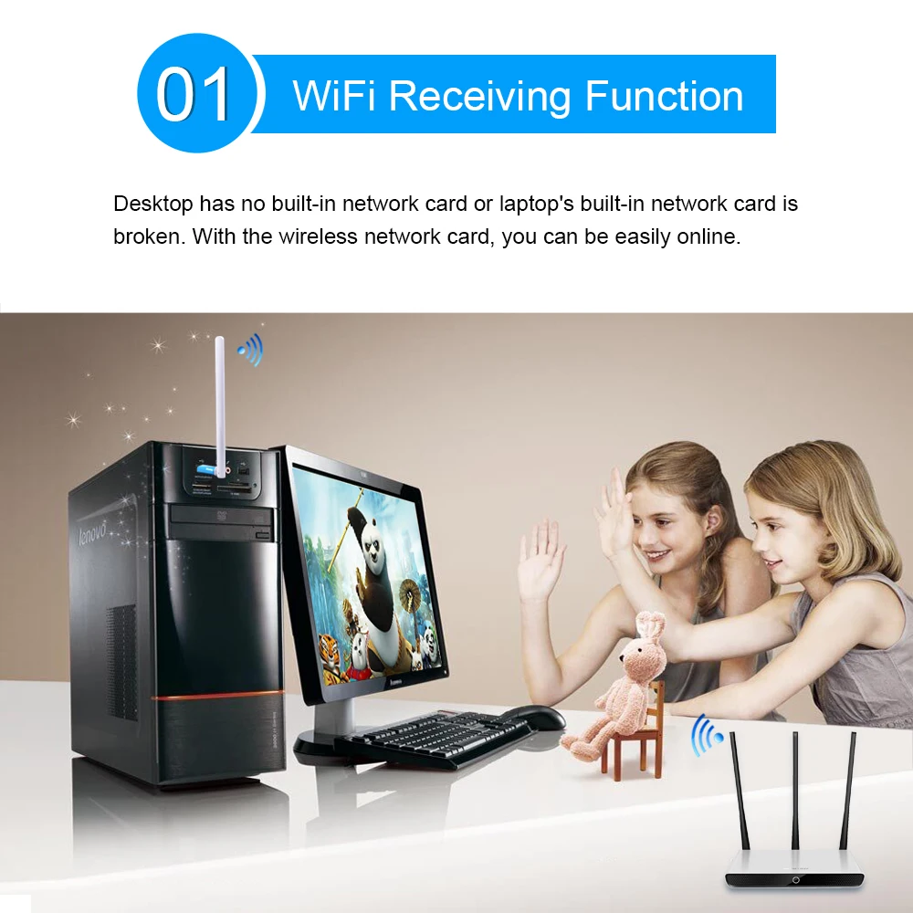 Mercury Внешний USB WiFi адаптер 150 Мбит/с беспроводная сетевая карта 5dbi Антенна ПК Wi Fi
