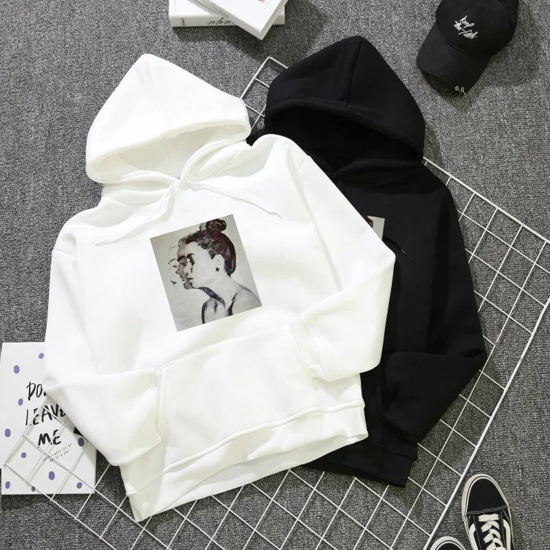 Осенне-зимние повседневные Флисовые женские толстовки с капюшоном черные