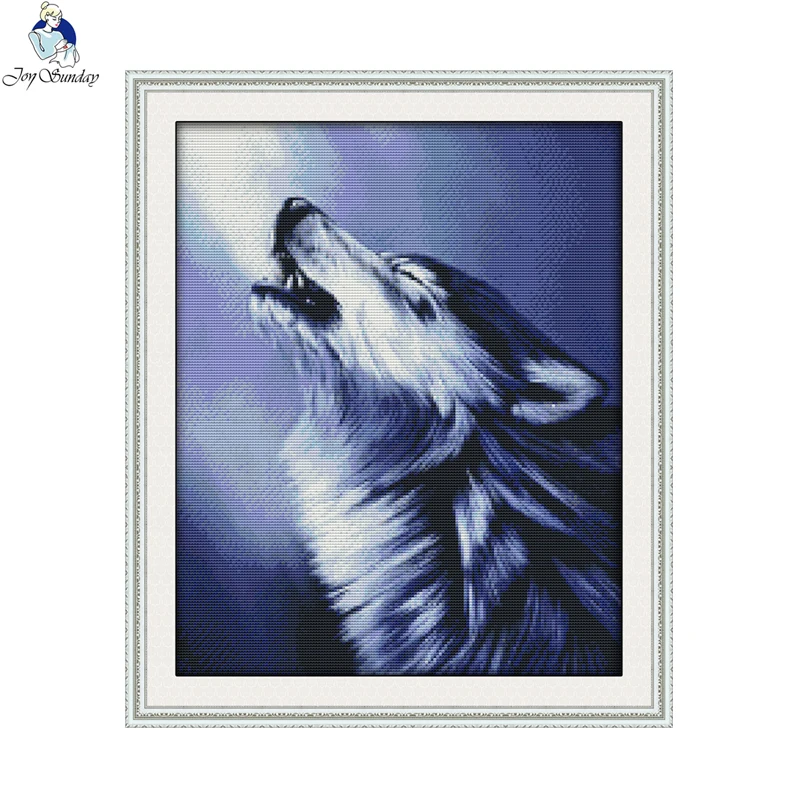 Серия Joy Sunday The Wolf, напечатанная на ткани DMC 14CT 11CT Наборы для вышивания крестиком, наборы для вышивания, домашний декор