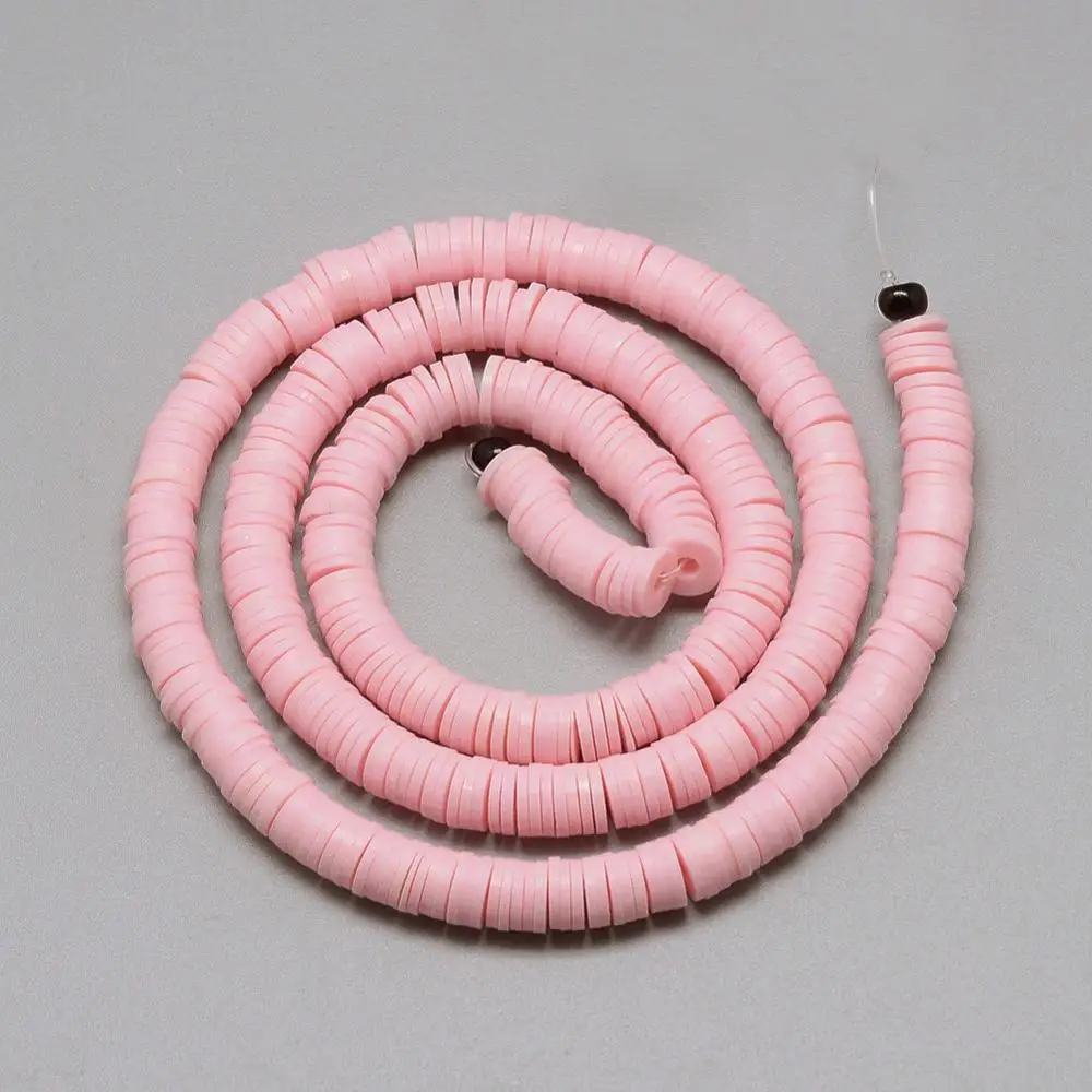 Pink 6x1 мм 380~ 400 шт/прядь плоский круглый ручной работы Полимерная глина россыпью Boho африканские бусины разделители для ювелирных изделий делая результаты DIY D35 - Цвет: Pink
