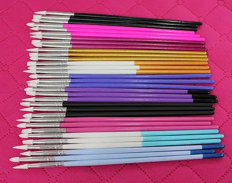 

Wholesale 2016 Nail Silicone Head Brush and Colors Wooden Handle Nail Art Tool 3pcs/set Free Shipping
