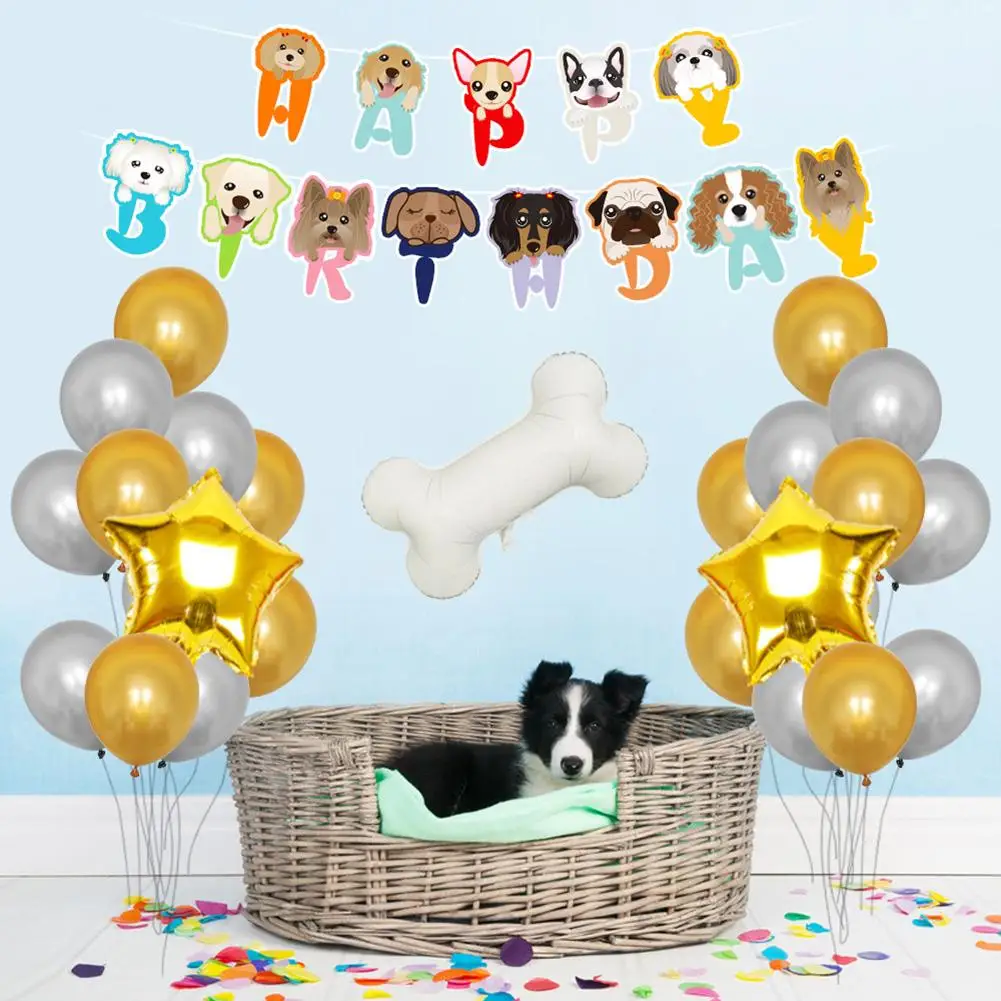 Счастливый плакат &quotс днем рождения&quot набор Pet Тема дня рождения шар из
