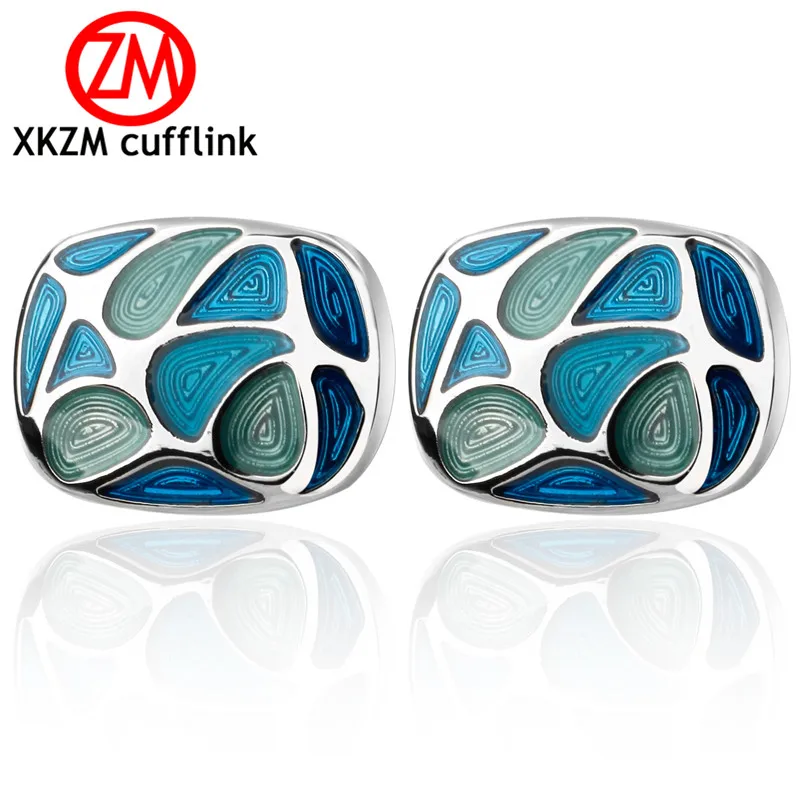 

High Quality French enamel blue ellipse Cufflink For Mens Shirt Brand suit Cuff Buttons Top sale Cuff Links Jewelry