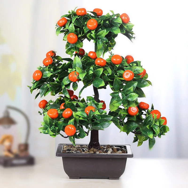

Artificial Plant Bonsai Orange Plastic Pots+Small Fruit Tree Potted for Home Living Room Flower Shop Hotel Wedding Party Decor