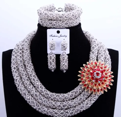 4 ujewelry Ювелирные украшения Наборы для ухода за кожей Серый Кристалл Бусины в