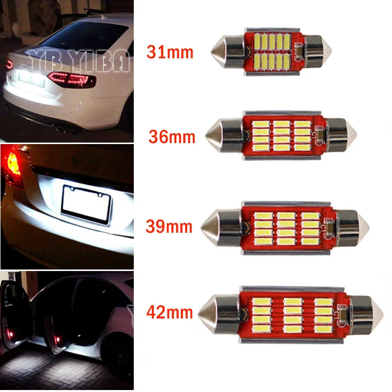 1 шт. светодиодный светильник C5W без ошибок 31 мм 36 39 42 Festoon C10W 4014 SMD Cambus интерьер Doom