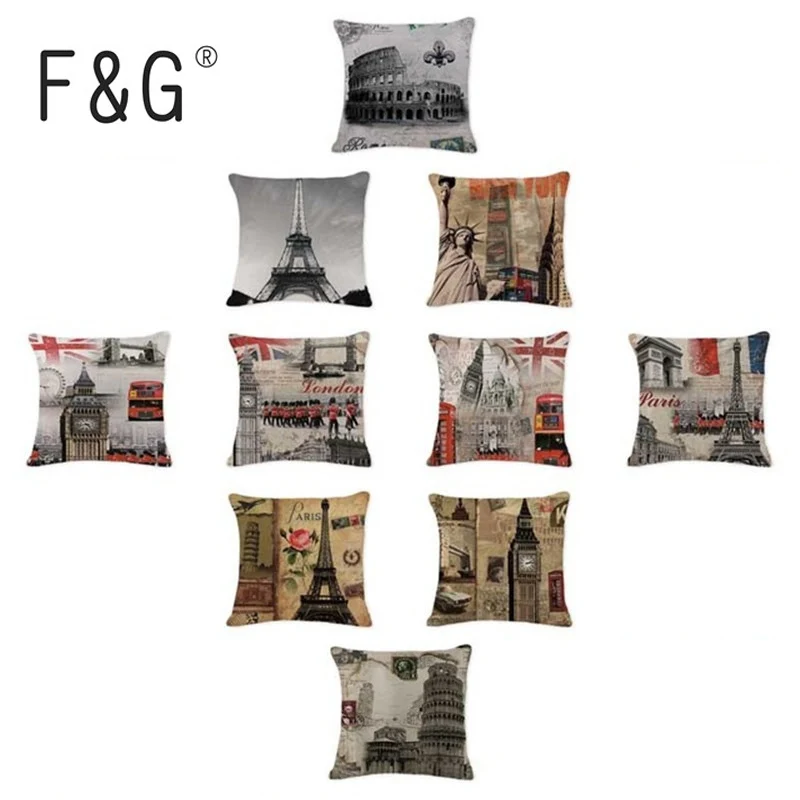 Индивидуальные наволочки животные всемирно известный город для подушек