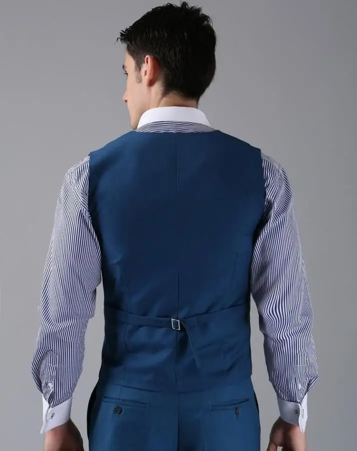 Озерно-голубой формальные офисные костюмы с жилетом для выпускных свадеб