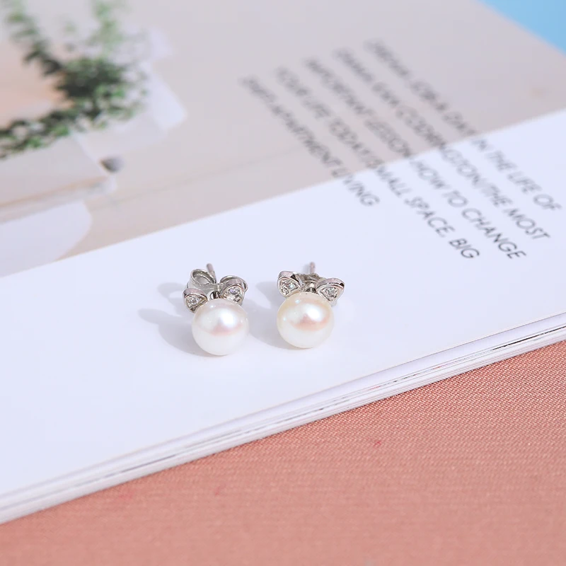 Серьги гвоздики DAIMI Silver Swan 6 7 мм белые серьги розовый пресноводный жемчуг|Серьги| |