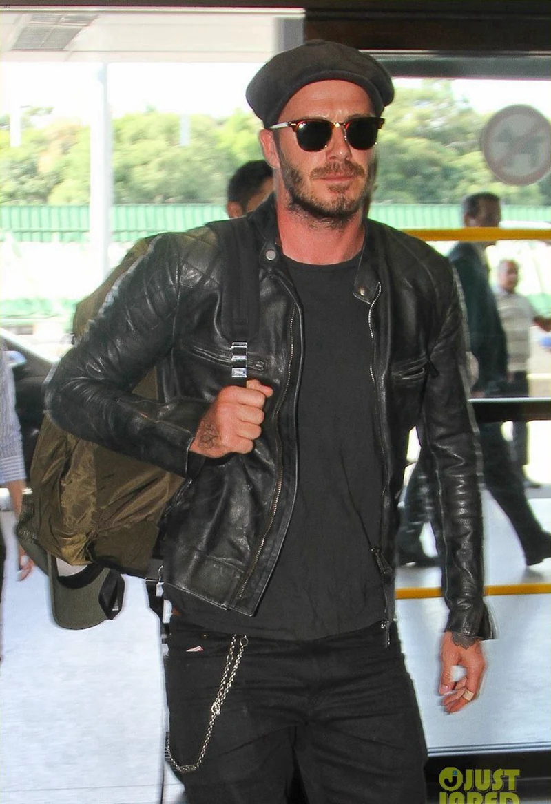 David Beckham натуральная кожа куртка мужская мода Тонкий из натуральной коровьей кожи