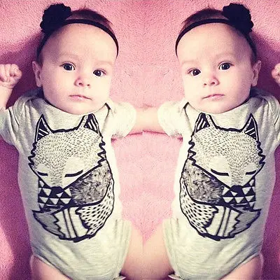 Комбинезон для новорожденных хлопковый ромпер с коротким рукавом лиса