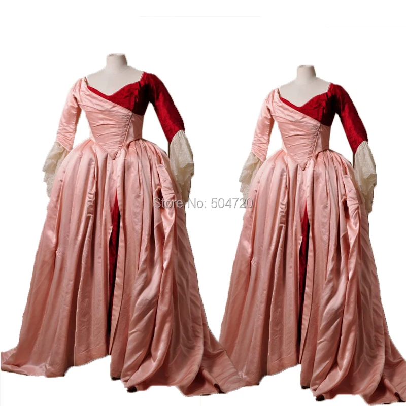 

Tailored!Royal Pink Taffeta long sleeves Duchess Queen Marie Antoinette Period Masquerade Theatre Civil war Gown dress HL-214